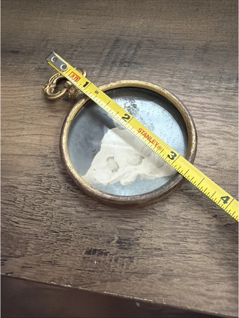 Antique Photograph of Child in Round Gold Frame Victorian